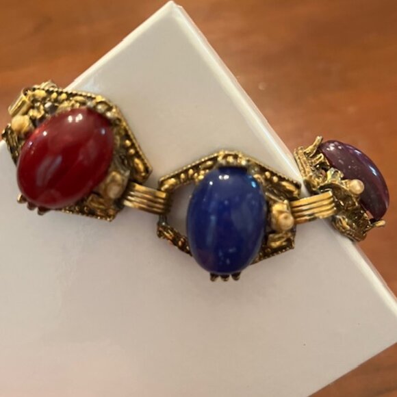 Vintage Gold-tone Multi-stone Bracelet - Picture 5 of 13